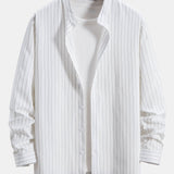 Long Sleeve Stand Collar Striped Shirt