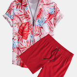 Tropical Print Shirt & Swim Shorts Set