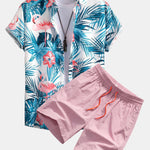 Flamingo Tropical Print Shirt & Swin Shorts Set