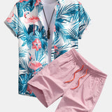 Flamingo Tropical Print Shirt & Swin Shorts Set