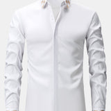 Long Sleeve Embroidered Hidden Buttons Placket Shirt