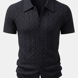 Twisted Jacquard Knit Shirt & Slim Fit Tapered Trousers Set