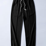 2 in 1 Waffle Notched Collar Sweatshirt & Waffle Pleated Pintuck Pants Set
