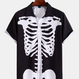 Skeleton Print Button Up Shirt