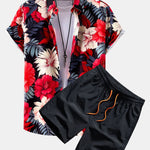 Tropical Flowers Print Shirt & Swim Shorts Set