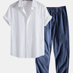 Linen Cotton Shirt & Straight Leg Linen Cotton Blend Pants Set