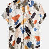 Hand Drawn Color Blocks Print Shirt