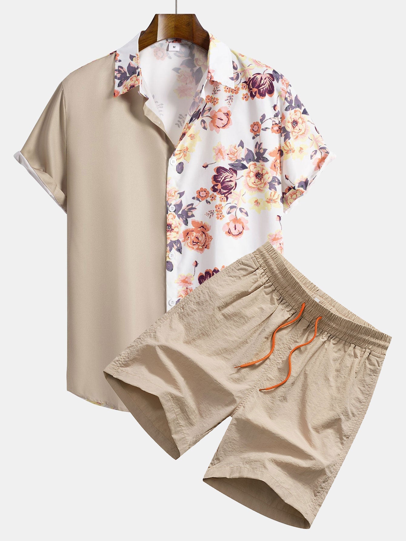 Floral Patchwork Print Shirt & Swim Shorts Set