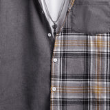 Corduroy Check Patchwork Shirt