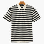 Horizontal Stripe Polo with Contrast Collar