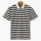 Horizontal Stripe Polo with Contrast Collar