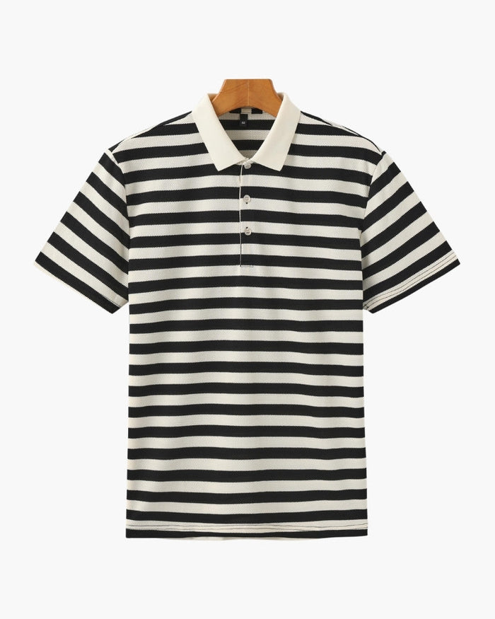 Horizontal Stripe Polo with Contrast Collar