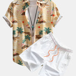 Flamingo Habitat Print Shirt & Swim Shorts Set