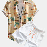 Flamingo Habitat Print Shirt & Swim Shorts Set