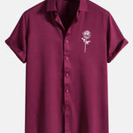 Rose Print Short Sleeve Shirts