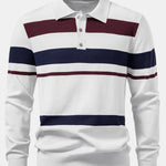 Long Sleeve Stripe Knit Polo Shirt & Slim Fit Tapered Trousers Set