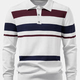 Long Sleeve Stripe Knit Polo Shirt & Slim Fit Tapered Trousers Set