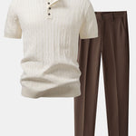 Twist Knitted Henley Shirt & Slim Fit Tapered Trousers Set