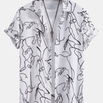 Abstract Line Print Buttton Up Shirt