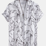 Abstract Line Print Buttton Up Shirt