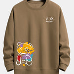 Graffiti Bear Print Relax Fit Crew Neck Sweatshirt & Jogging Pants Set