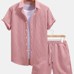 Twist Geometry Jacquard Shirt & Drawstring Shorts Set