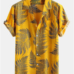 Tropical Plants Print Shirts & Swim Shorts Set