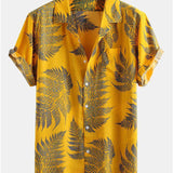 Tropical Plants Print Shirts & Swim Shorts Set