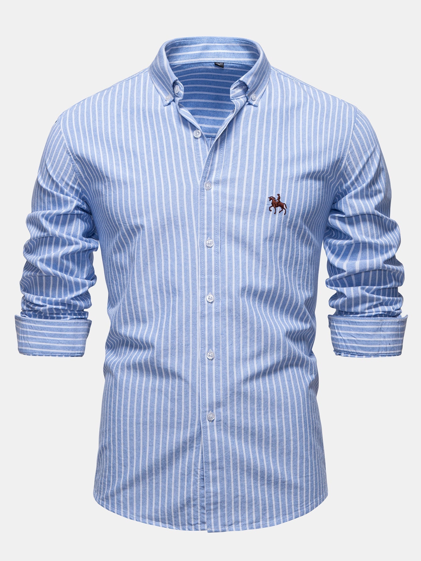 Cowboy Embroidery Cotton Oxford Stripe Shirt