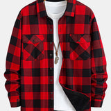 Flannel Fleece Lined Plaid Shirt with Pockets