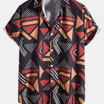 Geometric Print Shirt & Swim Shorts Set