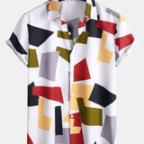 Geometric Color Block Print Shirt & Swim Shorts Set