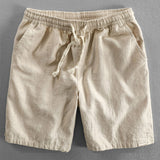 Floral Jacquard Textured Cuban Shirt & Linen Cotton Blend Drawstring Shorts Set