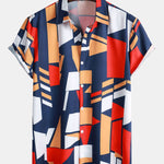 Geometry Print Shirt & Swim Shorts Set