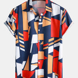 Geometry Print Shirt & Swim Shorts Set