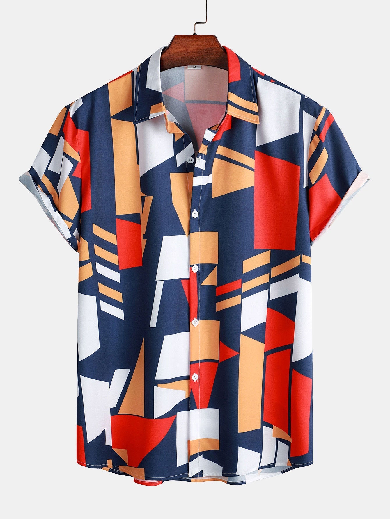 Geometry Print Shirt & Swim Shorts Set