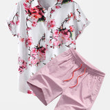 Floral Print Shirt & Swim Shorts Set