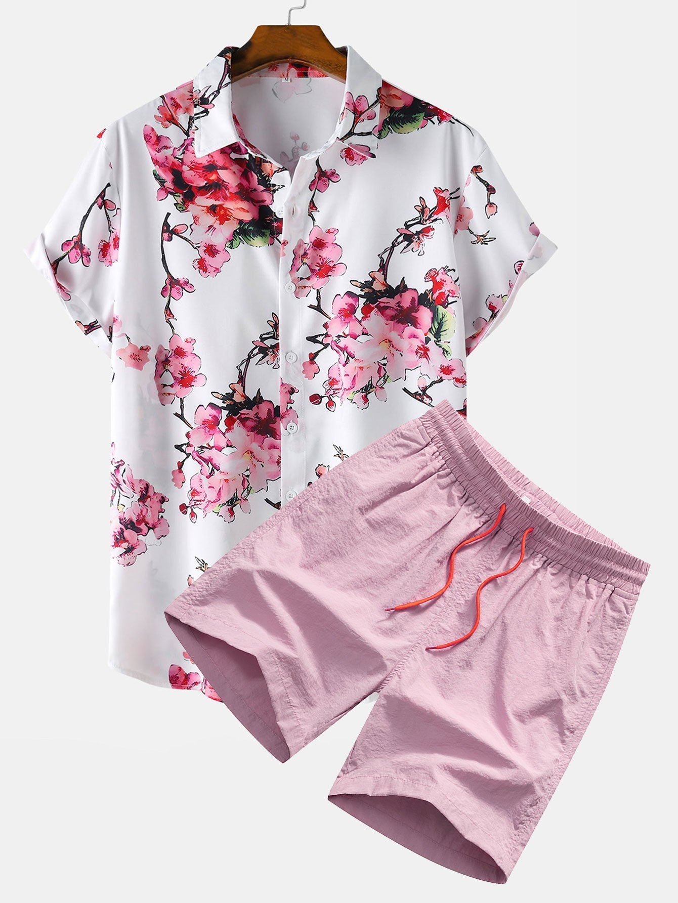 Floral Print Shirt & Swim Shorts Set
