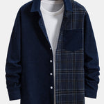 Long Sleeve Plaid Corduroy Patchwork Shirt