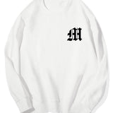 Letter Print Crew Neck Sweatshirt & Shorts Set