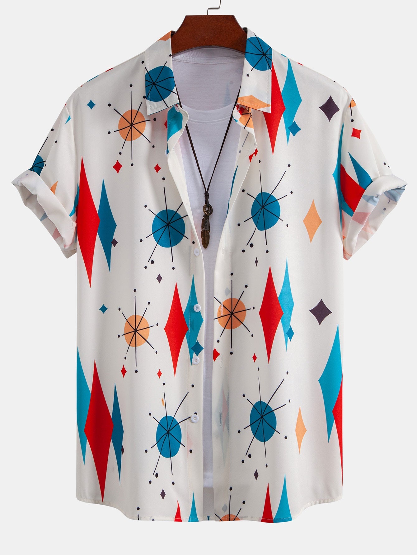Atomic Geometric Print Shirt & Swim Shorts Set