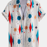 Atomic Geometric Print Button Up Shirt