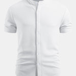 Muscle Fit Textured Stand Collar Shirt