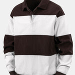 Contrast Corduroy Polo Sweatshirt & Corduroy Jogger Pants Set