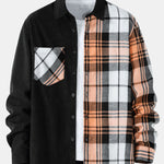 Long Sleeve Plaid Corduroy Patchwork Shirt