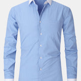 Stripe Contrast Collar Dress Shirt
