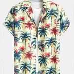 Relax Fit Flamingo Tropical Palm Tree Print Shirt & Swim Short Set