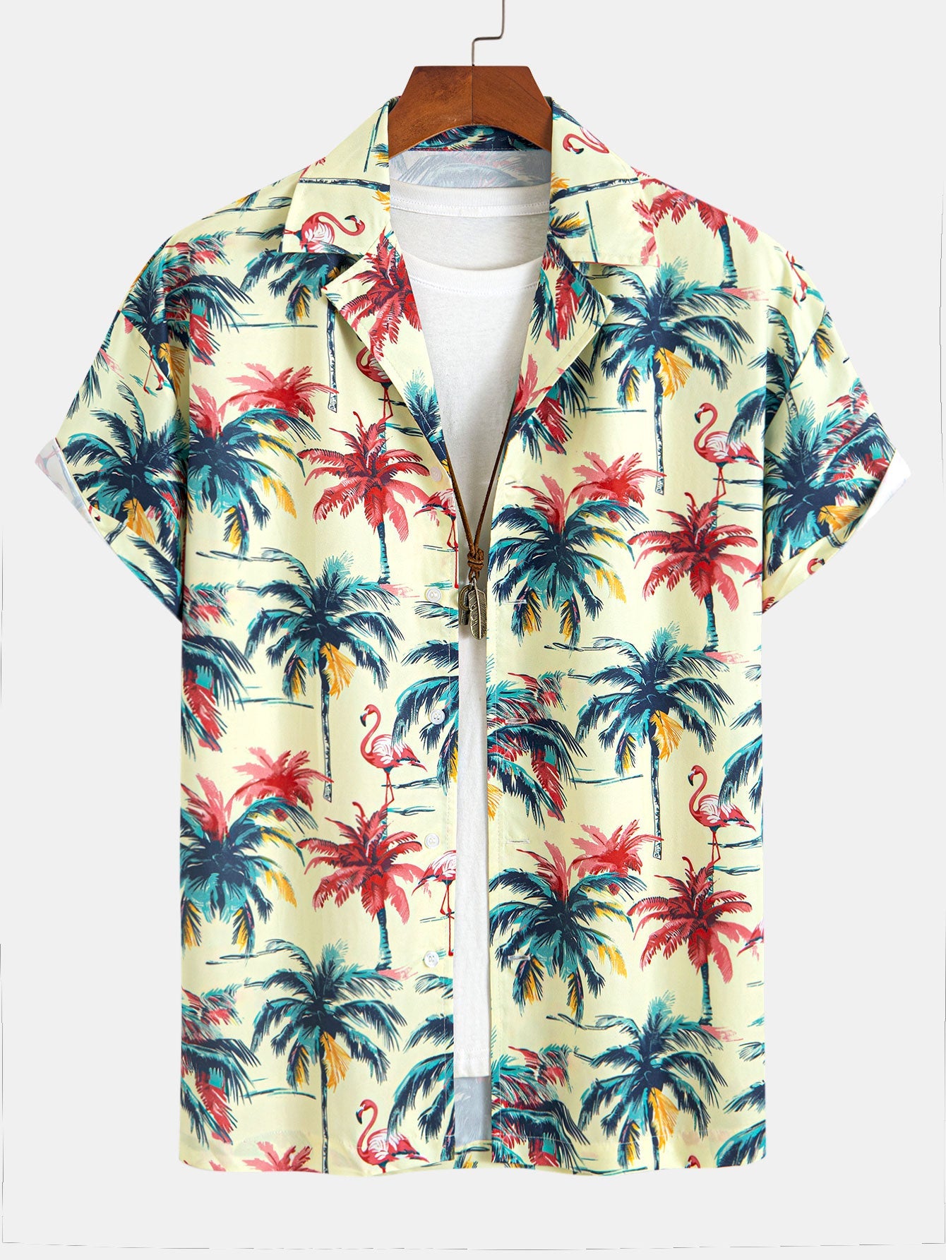 Relax Fit Flamingo Tropical Palm Tree Print Shirt & Swim Short Set