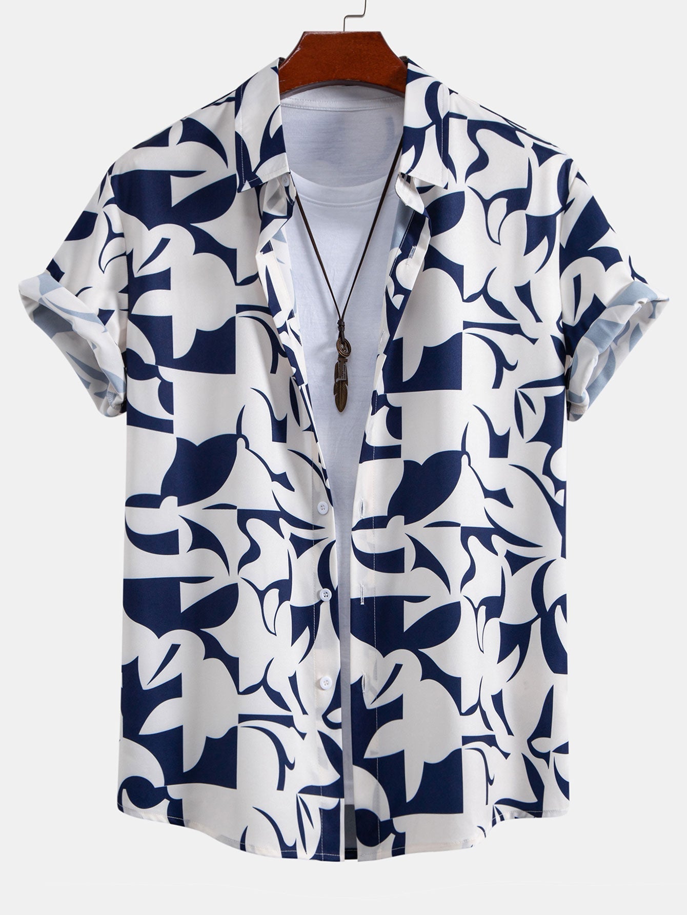 Color Block Print Shirt & Swim Shorts Set