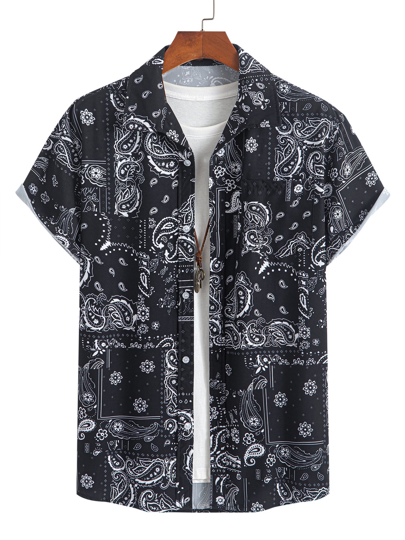 Paisley Print Shirt & Drawstring Swim Shorts Set